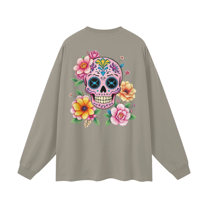 Dia de Los muertos,Womens,Kawaii,Sugar skull,Long sleeve