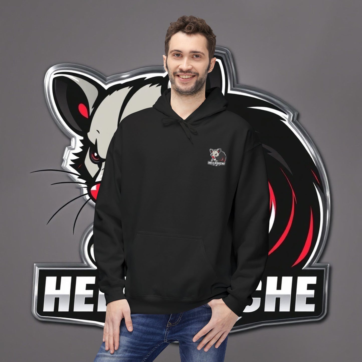 HellKuache fleece hoodie RedEye