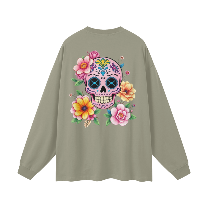 Dia de Los muertos,Womens,Kawaii,Sugar skull,Long sleeve