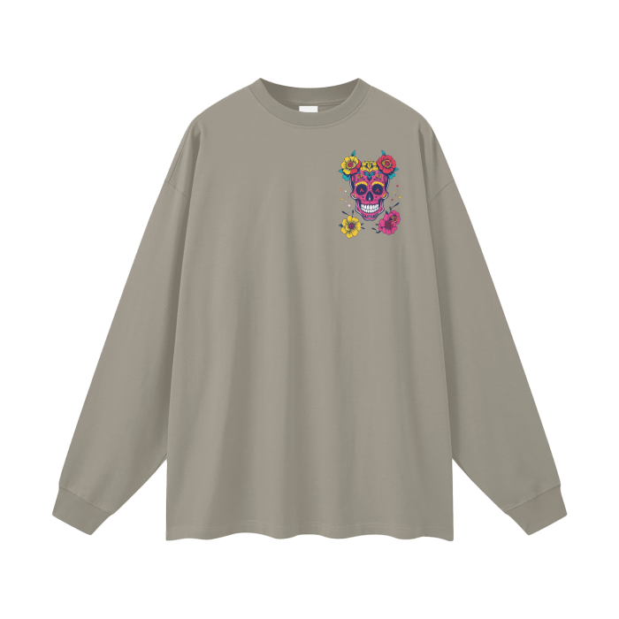 Dia de Los muertos,Womens,Kawaii,Sugar skull,Long sleeve